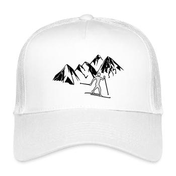 Cross-country skiers before mountains - Kids’ Trucker Cap - white - Front