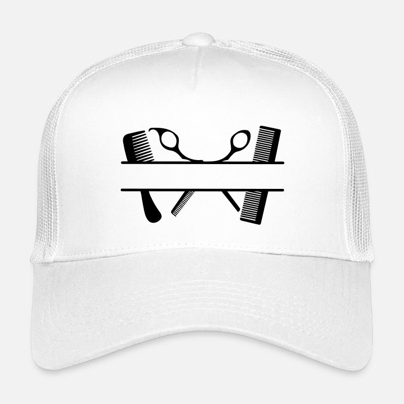 Zwei Kämme und Scheren Textbanner Kinder Trucker-Cap