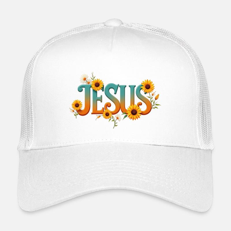 Blumiges Jesus Wort Motiv - Kinder Trucker-Cap - Weiß