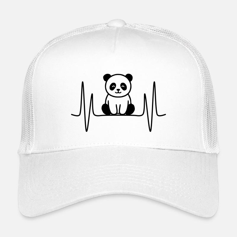 Panda Heartbeat Line Motif Kids’ Trucker Cap