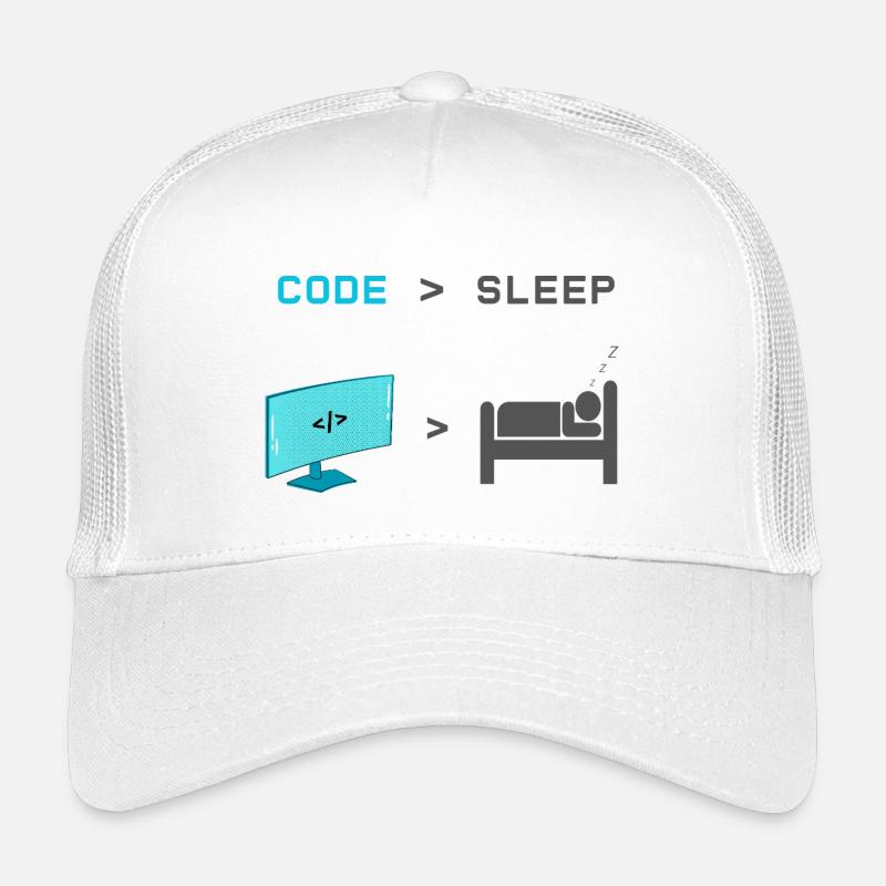 Code vs Sleep: Coder in Sleep Mode - Kids’ Trucker Cap - white