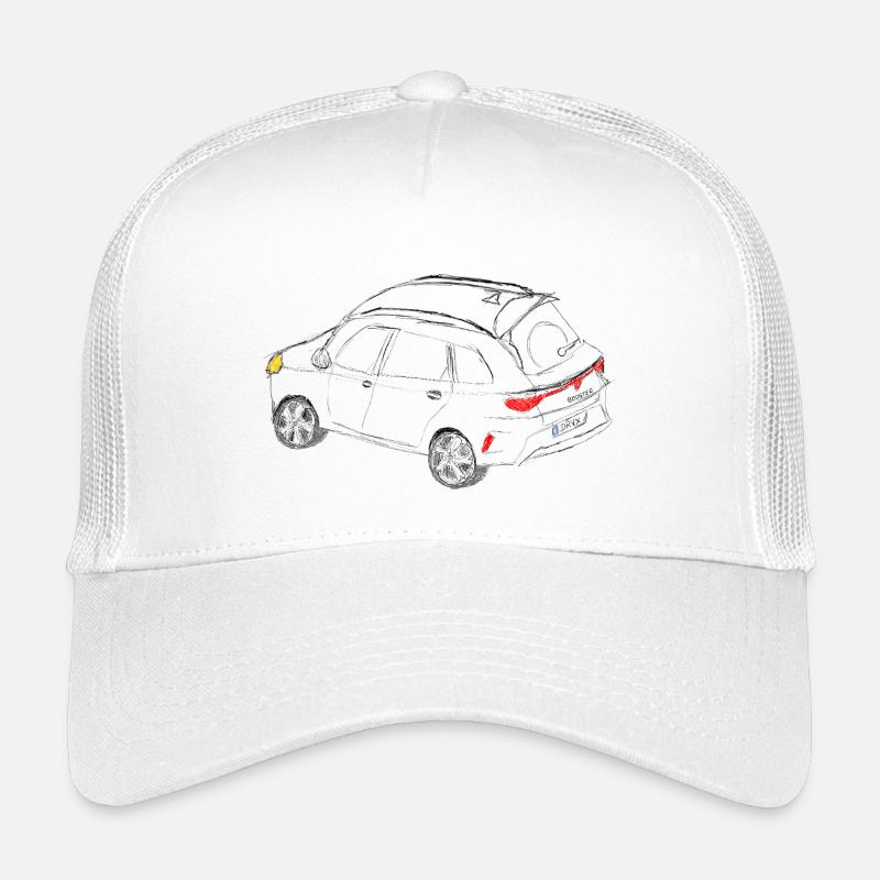 Vintage Auto Farblos gezeichnet  - Kinder Trucker-Cap - Weiß