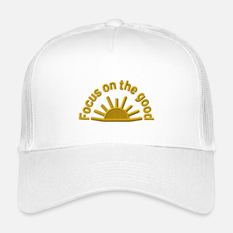Positive statement Focus on the Good embroidered - Kids’ Trucker Cap - white
