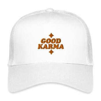 Gutes Karma bestickt - Kinder Trucker-Cap - Weiß - Vorne