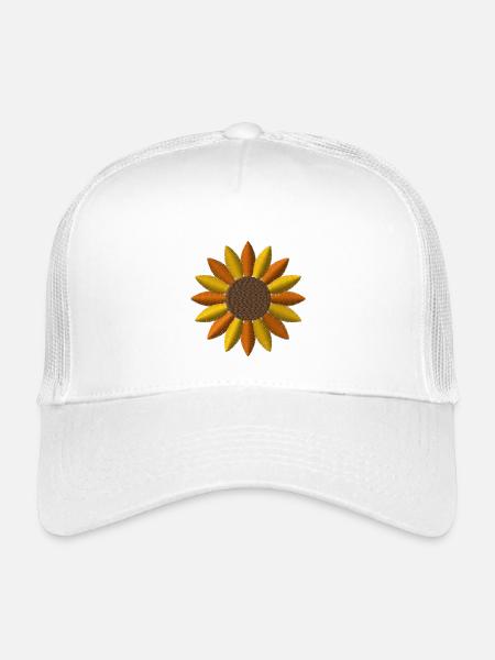 Sonnenblume bestickt - Kinder Trucker-Cap - Weiß