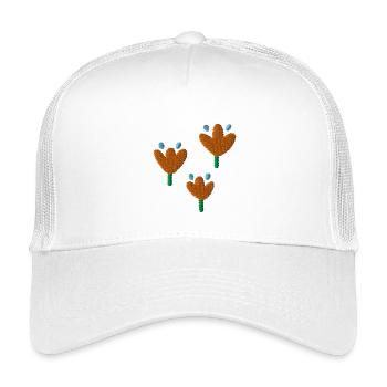 Tulpen bestickt - Kinder Trucker-Cap - Weiß - Vorne