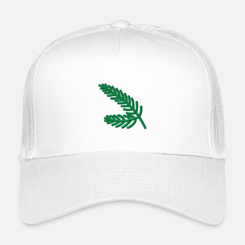 Embroidered fir branches - Kids’ Trucker Cap - white