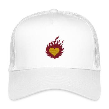 Burning heart embroidered - Kids’ Trucker Cap - white - Front