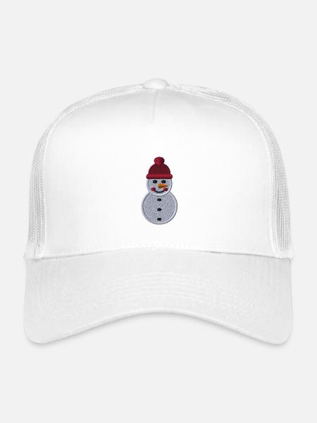 Schneemann bestickt - Kinder Trucker-Cap - Weiß