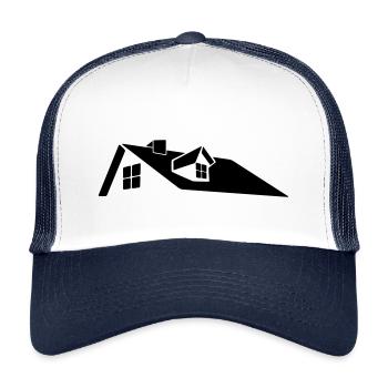 Logo des Dachhauses mit Dachgaube - Kinder Trucker-Cap - Weiß/Navy - Vorne