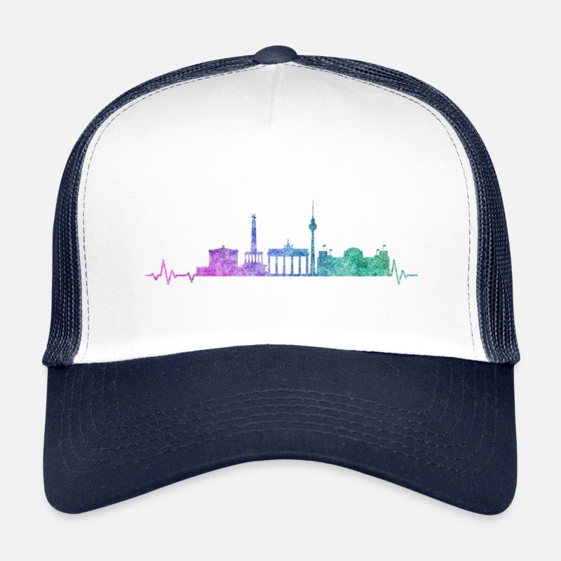 Berlin Skyline - Kinder Trucker-Cap - Weiß/Navy