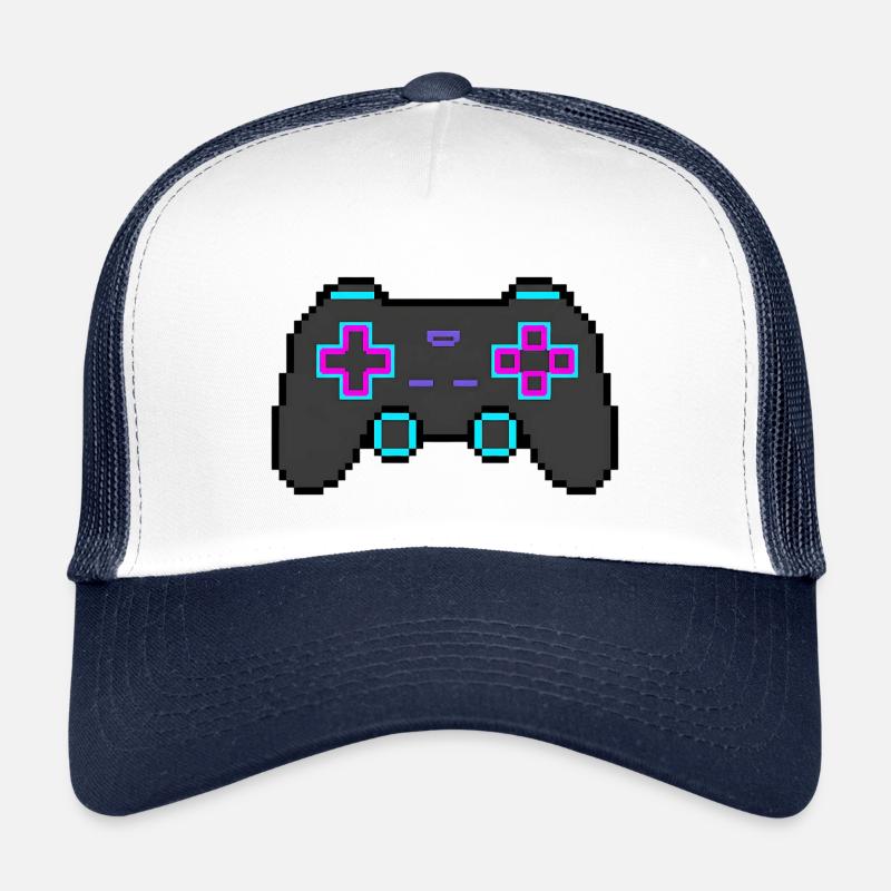 Autocollant Pixel Game Controller Retro 8 Bits Shirt Casquette trucker enfant