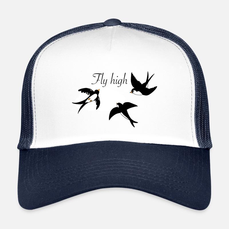 Stylish swallows in flight with cloud - Kids’ Trucker Cap - white/navy