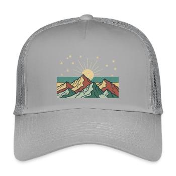 Mountain landscape with sunbeams - Kids’ Trucker Cap - light grey - Front