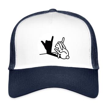 L'ombre de la main de lapin vous appelle! téléphone portable - Casquette trucker enfant - blanc/marine - Devant
