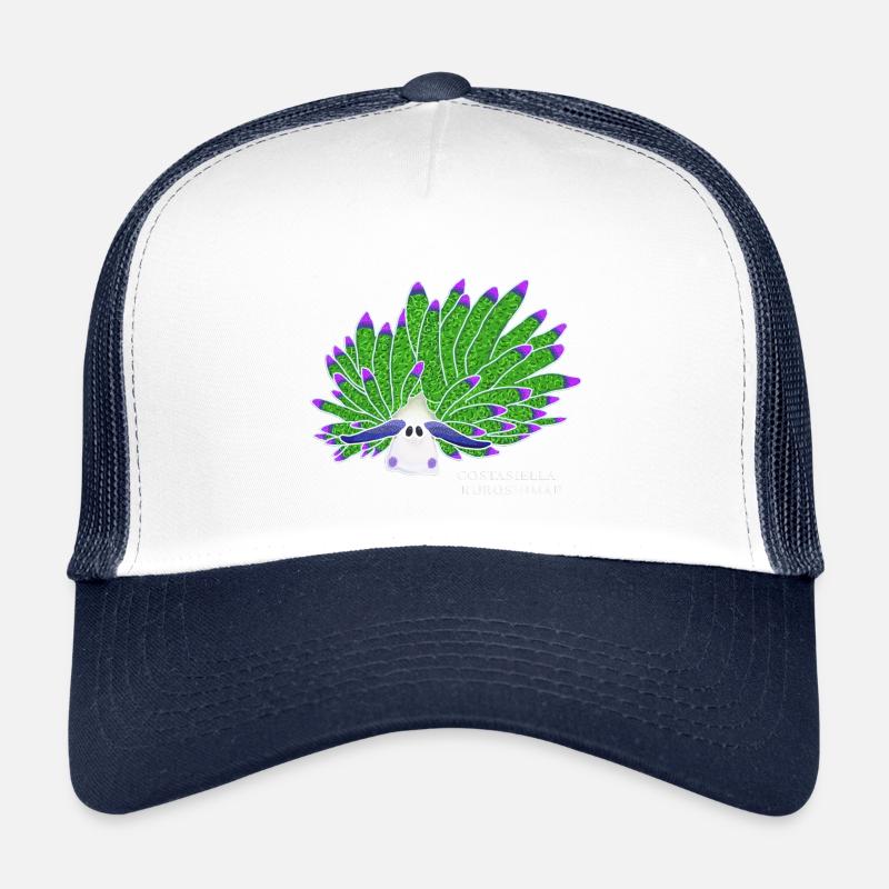 Blatt-Schaf-Schnecke, Zeichnung - Kinder Trucker-Cap - Weiß/Navy
