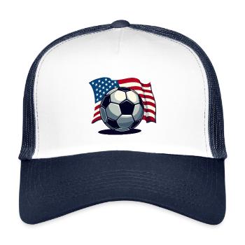 WM USA Fussball Fußballer Amerika Flagge - Kinder Trucker-Cap - Weiß/Navy - Vorne