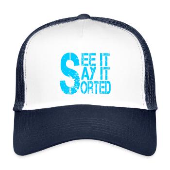 Symbole de dollar motivant avec slogan - Casquette trucker enfant - blanc/marine - Devant