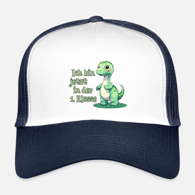 Erster Schultag mit Baby Dino - Kinder Trucker-Cap - Weiß/Navy