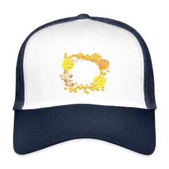 Ginger-Lemon-Honey Frame – Feel-Good Motif - Kids’ Trucker Cap - white/navy - Front