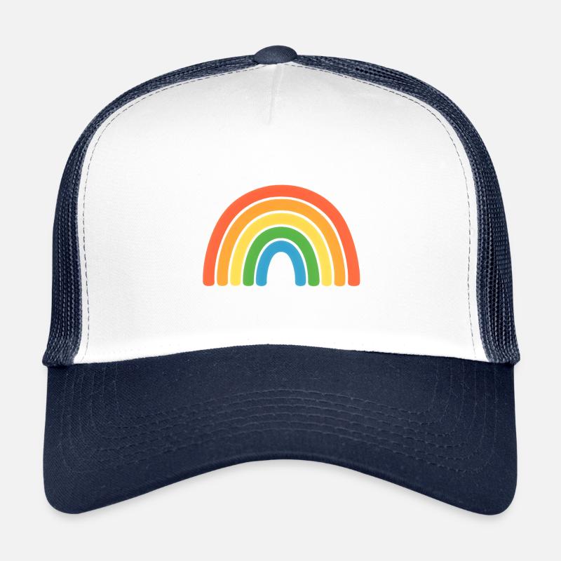 Regenbogen - Kinder Trucker-Cap - Weiß/Navy