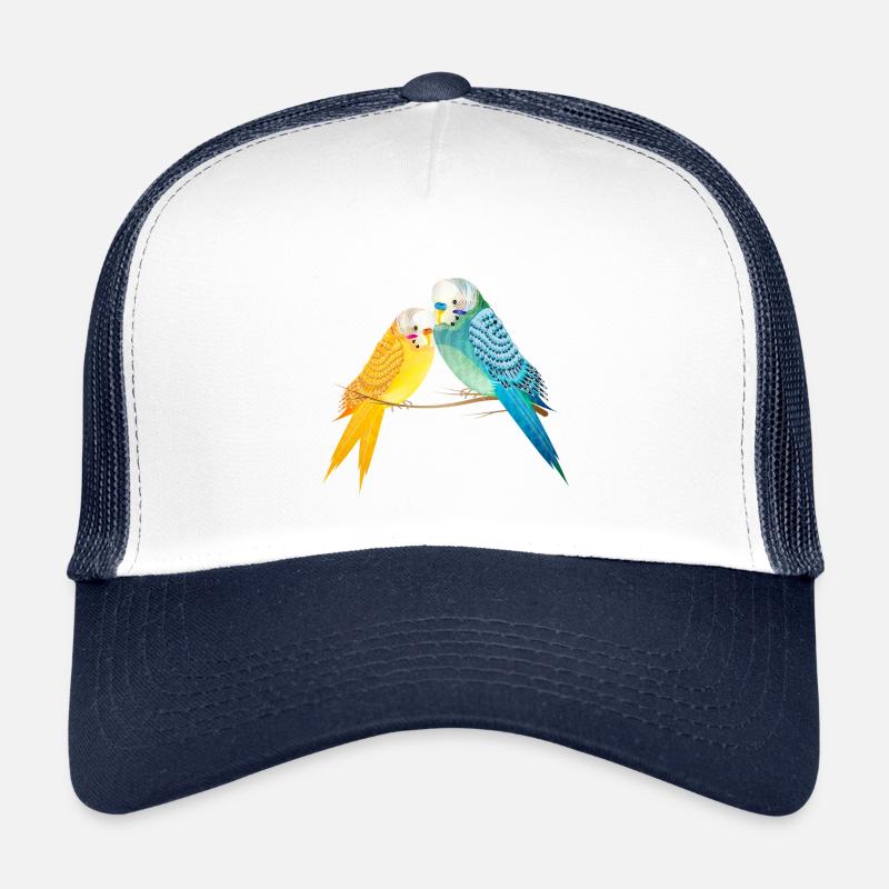 Zwei Wellensittiche auf Ast in Pastellfarben Kinder Trucker-Cap