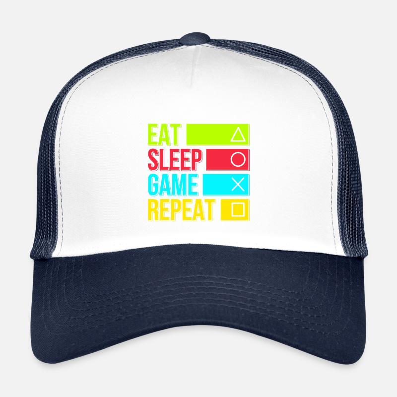Eat Sleep Game Repeat Kids’ Trucker Cap