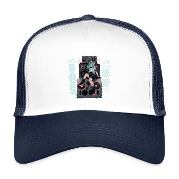 Anime Tower Speaker PA “All We Need is Bass” - Kinder Trucker-Cap - Weiß/Navy - Vorne