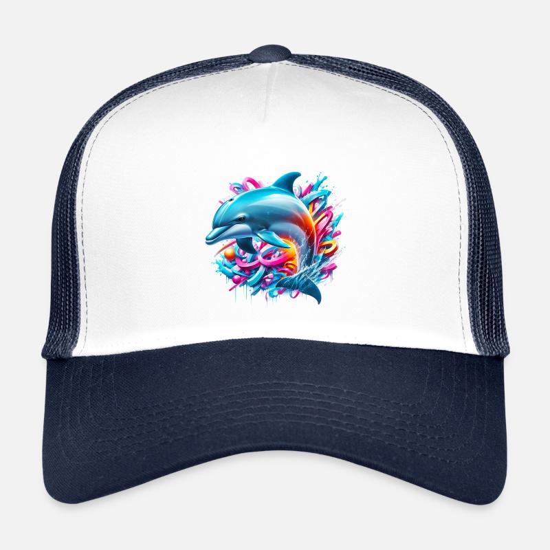Delfin - Kinder Trucker-Cap - Weiß/Navy