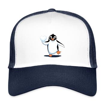 Verliebter Pinguin - Kinder Trucker-Cap - Weiß/Navy - Vorne