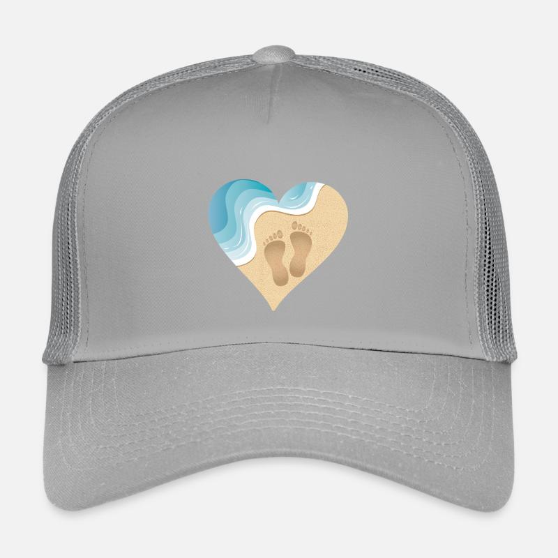 Motif de plage en forme de cœur avec des empreintes de pas dans le sable Casquette trucker enfant