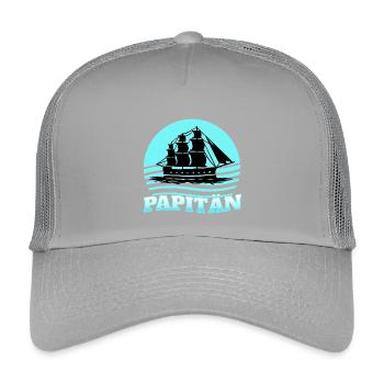 Papa Papitän Capitaine avec motif de navire - Casquette trucker enfant - gris clair - Devant