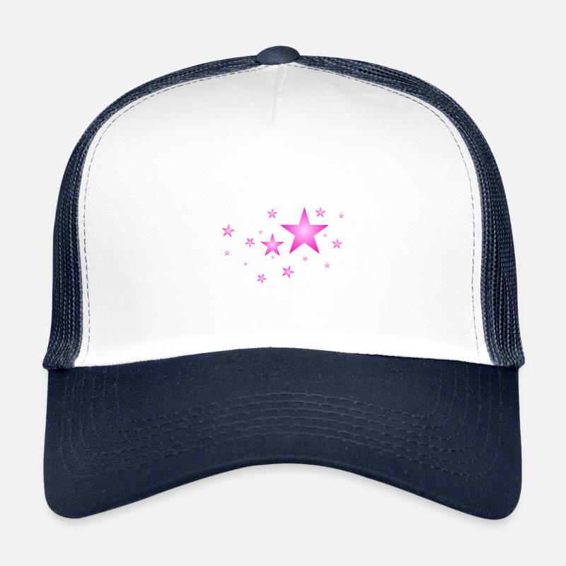 Sterne in Pink - Kinder Trucker-Cap - Weiß/Navy