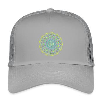 Leuchtendes Mandala Neon Design - Kinder Trucker-Cap - Hellgrau - Vorne