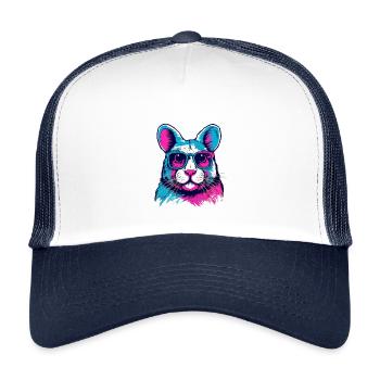 Neon Dog with Sunglasses - Kids’ Trucker Cap - white/navy - Front