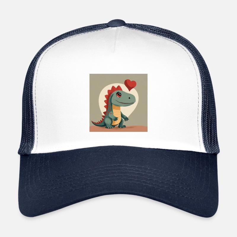 Herz-Dino: Liebesfreundlicher Charme - Kinder Trucker-Cap - Weiß/Navy