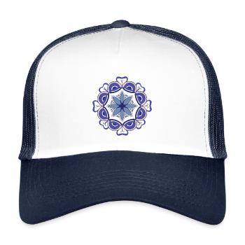 oriental pattern morocco blue tones - Kids’ Trucker Cap - white/navy - Front