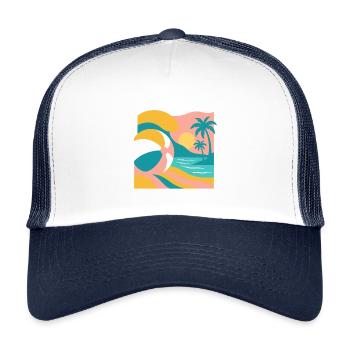 Beachball Bliss - Kids’ Trucker Cap - white/navy - Front