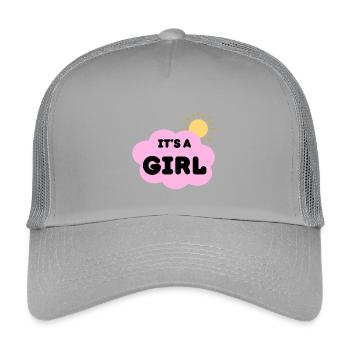 Es Ist Ein Mädchen, Baby Schwangerschaft Offenbarung Rosa Wolke - Kinder Trucker-Cap - Hellgrau - Vorne