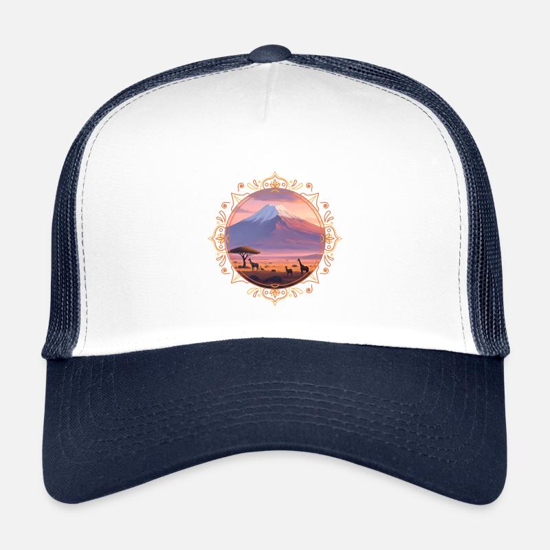 Kilimandscharo-Landschaft - Kinder Trucker-Cap - Weiß/Navy