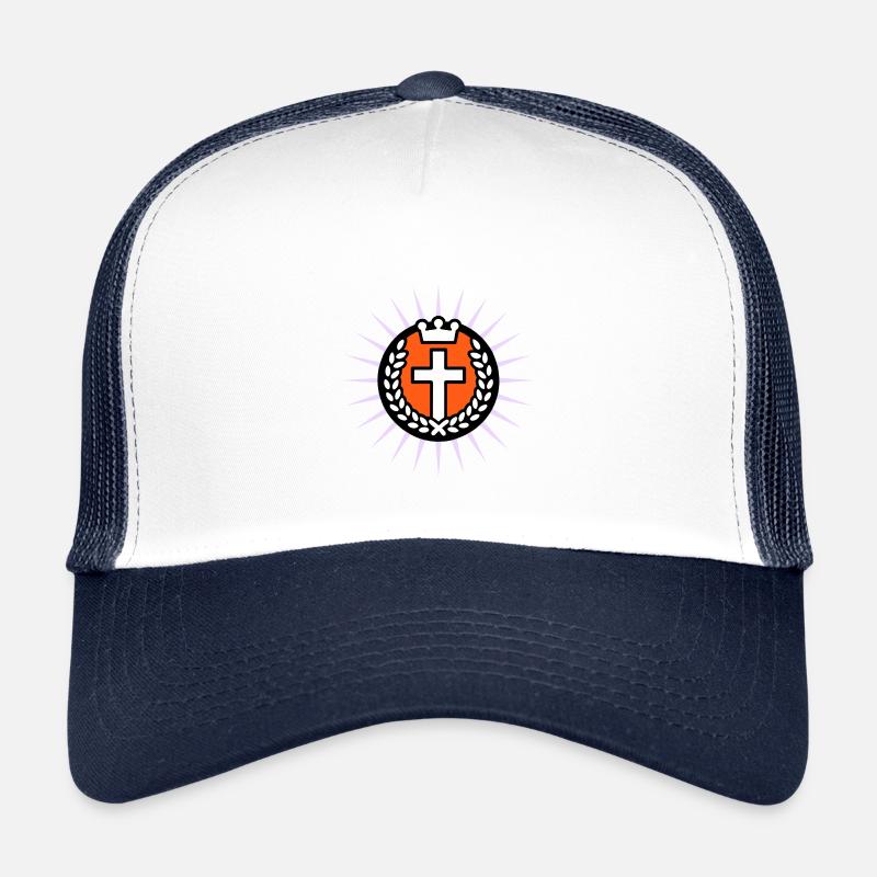 Cross in the light with crown - Kids’ Trucker Cap - white/navy