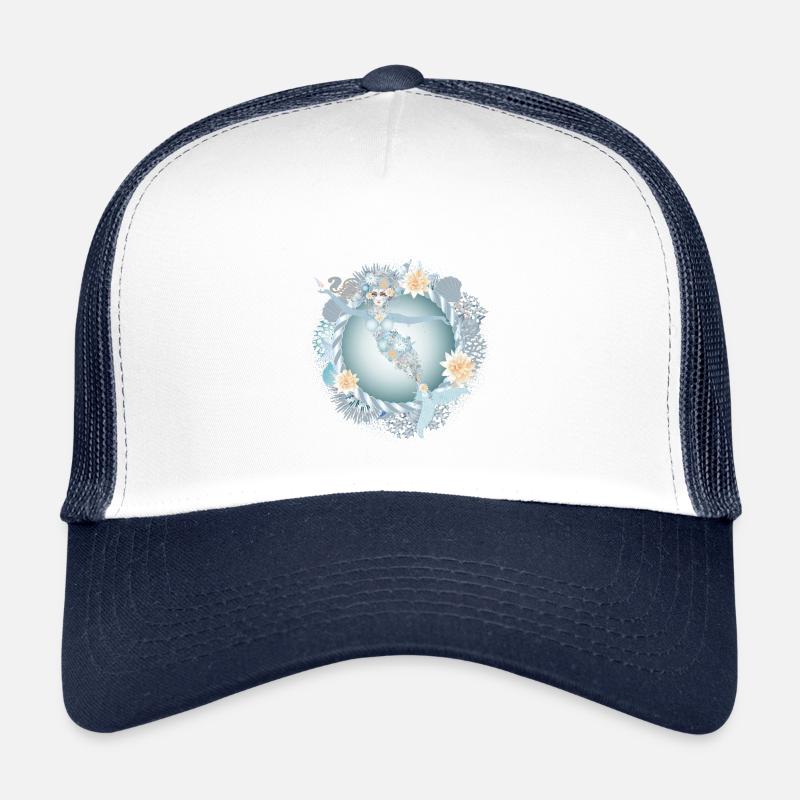 wunderschöne Meerjungfrau im maritimen Rahmen - Kinder Trucker-Cap - Weiß/Navy