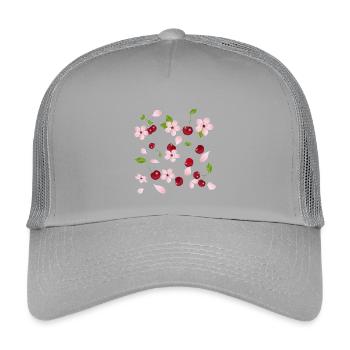 Cerisiers en fleurs et cerisiers – design romantique de la nature - Casquette trucker enfant - gris clair - Devant