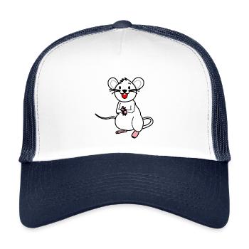 Glückliche weiße Maus - Kinder Trucker-Cap - Weiß/Navy - Vorne