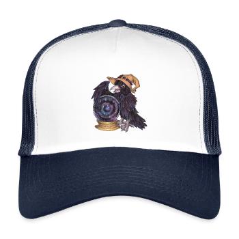 Cute Raven Witch with Crystal Ball Fortune Teller - Kids’ Trucker Cap - white/navy - Front