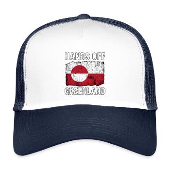 Hands Off Greenland Distressed Flag Design - Kinder Trucker-Cap - Weiß/Navy - Vorne