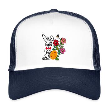 Easter with flowers and Easter egg - Kids’ Trucker Cap - white/navy - Front
