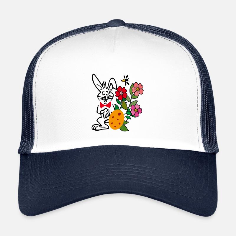 Osterhase mit Blumen und Osterei - Kinder Trucker-Cap - Weiß/Navy