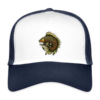Karpfen Fisch Tattoo look Fantasie Buttje Schuppen - Kinder Trucker-Cap - Weiß/Navy - Vorne