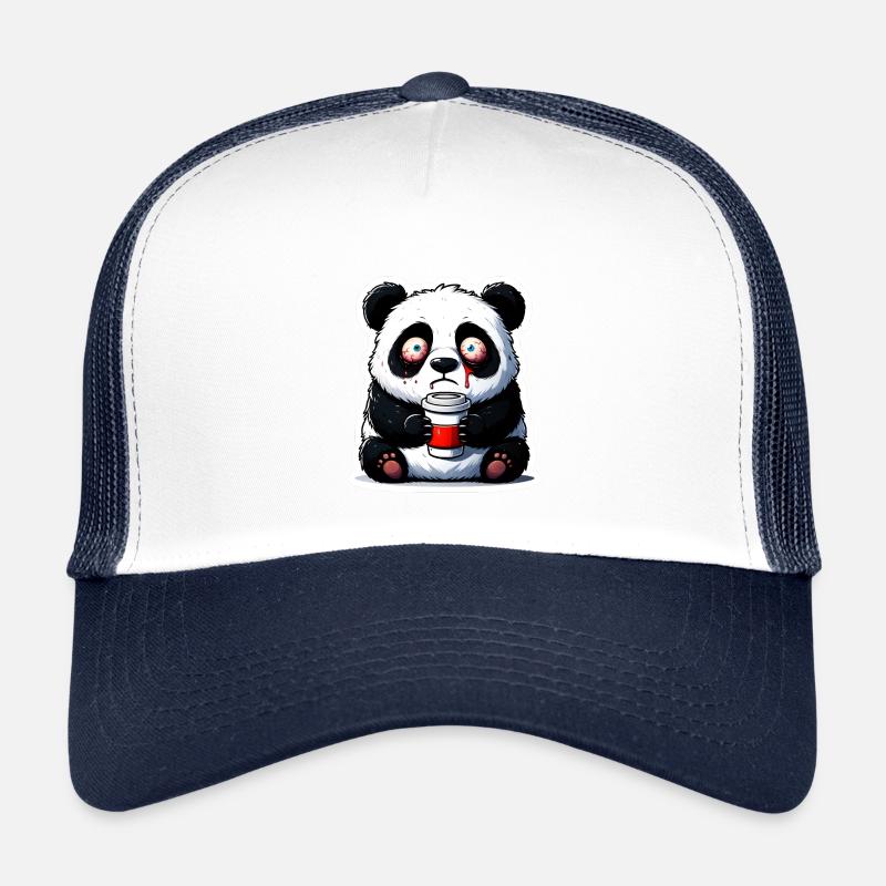 Koffein Panda - Kinder Trucker-Cap - Weiß/Navy